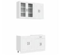 vidaXL Unité de cuisine LUCCA 4 pc Blanc brillant Bois d'ingénierie 3438319