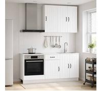 vidaXL Unité de cuisine LUCCA 5 pc Blanc Bois d'ingénierie 3438255