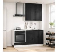vidaXL Unité de cuisine LUCCA 5 pc Noir Bois d'ingénierie 3438266