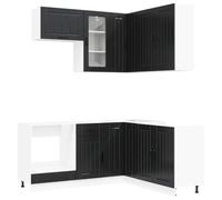 vidaXL Unité de Cuisine Lucca 8 pc Noir Bois d'ingénierie
