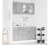 vidaXL Unité de cuisine LYON 4 pc Gris béton Bois d'ingénierie 3445847