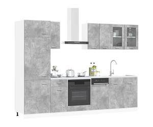 vidaXL Unité de Cuisine Lyon 8 pc Gris béton Bois d'ingénierie