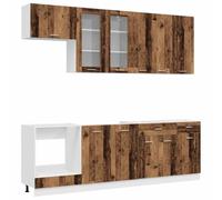 vidaXL Unité de Cuisine Lyon 8 pcs Bois Ancien Bois d'ingénierie, Innovations de Cuisine pour Un Espace Fonctionnel, unités Modernes, armoires Ajustables, Solutions de Rangement Personnalisables