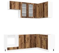 vidaXL Unité de Cuisine Lyon 8 pcs Bois Ancien Bois d'ingénierie, Solution de Rangement, Cabinet Moderne, Armoire Autonome, intérieur, Ensemble en Bois conçu