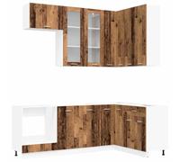 vidaXL Unité de Cuisine Lyon 8 pcs Bois Ancien Bois d'ingénierie, Solution de Rangement, Cabinet Moderne, Armoire Autonome, intérieur, Ensemble en Bois conçu