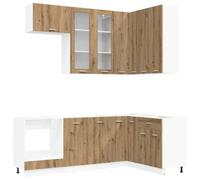 vidaXL Unité de Cuisine Lyon 8 pcs Chêne Artisanal Bois d'ingénierie, Solution de Rangement, Cabinet Moderne, Armoire Autonome, intérieur, Ensemble en Bois conçu
