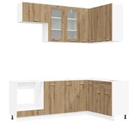 vidaXL Unité de Cuisine Lyon 8 pcs Chêne Artisanal Bois d'ingénierie, Solution de Rangement, Cabinet Moderne, Armoire Autonome, intérieur, Ensemble en Bois conçu