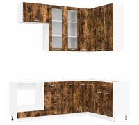 vidaXL Unité de Cuisine Lyon 8 pcs Chêne fumé Bois d'ingénierie, Solution de Rangement, Cabinet Moderne, Armoire Autonome, intérieur, Ensemble en Bois conçu