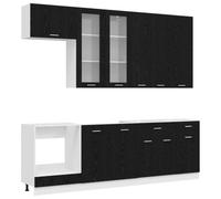 vidaXL Unité de Cuisine Lyon 8 pcs Chêne Noir Bois d'ingénierie, Innovations de Cuisine pour Un Espace Fonctionnel, unités Modernes, armoires Ajustables, Solutions de Rangement Personnalisables