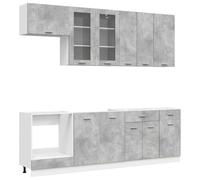 vidaXL Unité de Cuisine Lyon 8 pcs Gris béton Bois d'ingénierie, Innovations de Cuisine pour Un Espace Fonctionnel, unités Modernes, armoires Ajustables, Solutions de Rangement Personnalisables