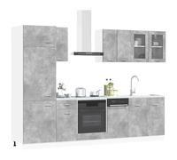 vidaXL Unité de Cuisine Lyon 8 pcs Gris béton Bois d'ingénierie, Solutions de Rangement Modernes pour, Ensemble de Meubles rectangulaires, Espace de Cuisine Bien organisé