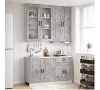 vidaXL Unité de cuisine PORTO 4 pc Gris béton Bois d'ingénierie 3438348