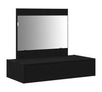 vidaXL Unité de Maquillage Moderne en chêne Noir avec Miroir pour Le Maquillage et Les Soins, Design Mural, Grand Espace de Rangement, Finition Mate, idéale pour Les Chambres et Les lieux de Soins.