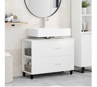 vidaXL Unité de vanité de Salle de Bain Blanc 80 x 35 x 60 cm, Rangement de Salle de Bain, Meuble Moderne sous évier, Organiseur Pratique, unité de vanité compacte, déco élégante