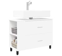 vidaXL Unité de vanité de Salle de Bain Blanc 80 x 35 x 60 cm, Rangement de Salle de Bain, Meuble Moderne sous évier, Organiseur Pratique, unité de vanité compacte, déco élégante