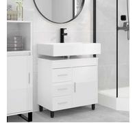 vidaXL Unité de vanité de salle de bain Blanc brillant 60 x 35 x 60 cm 889379