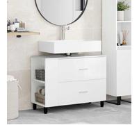 vidaXL Unité de vanité de Salle de Bain Blanc Brillant 80 x 35 x 60 cm, Rangement de Salle de Bain, Meuble Moderne sous évier, Organiseur Pratique, unité de vanité compacte, déco élégante