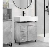 vidaXL Unité de vanité de Salle de Bain Gris béton 60 x 35 x 60 cm, Meuble de Salle de Bain Moderne, Rangement sous évier, Gain de Place pour Votre Maison