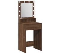 vidaXL Unité de Vanity en Chêne Marron avec Éclairage LED Tiroir Traditionnel Meuble de Chambre Stylé Parfait pour Station de Maquillage et de Grooming Table de Dressing Miroir Design Moderne