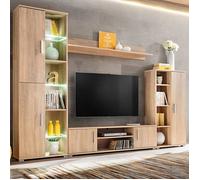 Unité Murale Tv Avec Lumières Led Chêne Sonoma - Vidaxl Marron