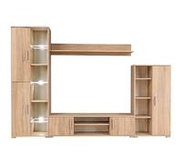 vidaXL Unité murale TV – Meuble TV moderne avec LED et étagère – Chêne Sonoma