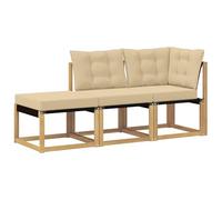 vidaXL Unités de canapé sectionnel avec coussin 3 pièces blanc, meubles de balcon, style moderne extérieur, bois d'acacia, idéal pour se détendre dans le jardin