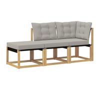 vidaXL Unités de canapé sectionnel avec coussin 3 pièces blanc, meubles de balcon, style moderne extérieur, bois d'acacia, idéal pour se détendre dans le jardin