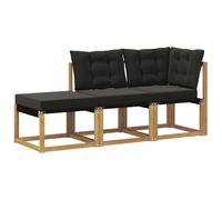 vidaXL Unités de canapé sectionnel avec coussin 3 pièces blanc, meubles de balcon, style moderne extérieur, bois d'acacia, idéal pour se détendre dans le jardin
