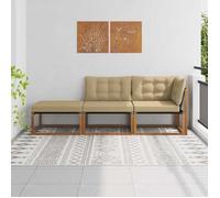 vidaXL Unités de Sofa sectionnel d'extérieur 3 Pièce Naturel, Meubles de Balcon, Style Moderne en extérieur, Ensemble de Salon en Bois d'acacia Durable pour Confort et détente au Jardin