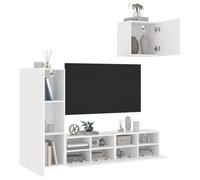 Vidaxl Unités Murales Tv 4 Pcs Blanc Bois D'ingénierie Blanc