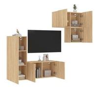 vidaXL Unités murales TV 4 pcs chêne sonoma bois d'ingénierie 3216430 Marron G