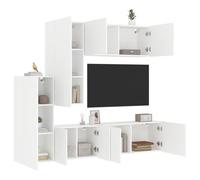 vidaXL Unités murales TV 5 pcs blanc bois d'ingénierie