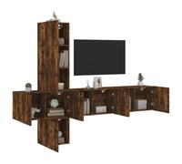 Vidaxl Unités Murales Tv 5 Pcs Chêne Fumé Bois D'ingénierie Marron