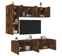 vidaXL Unités murales TV 5 pcs chêne fumé bois d'ingénierie Marron