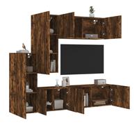 Vidaxl Unités Murales Tv 5 Pcs Chêne Fumé Bois D'ingénierie Marron