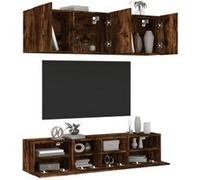 vidaXL Unités murales TV 5 pcs chêne fumé bois d'ingénierie3216515 Marron G