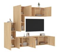 Vidaxl Unités Murales Tv 5 Pcs Chêne Sonoma Bois D'ingénierie Marron