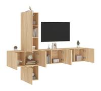vidaXL Unités murales TV 5 pcs chêne sonoma bois d'ingénierie Marron