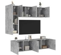 Unités murales TV 5 pcs gris béton bois d'ingénierie 3216467