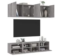 Vidaxl Unités Murales Tv 5 Pcs Sonoma Gris Bois D'ingénierie Marron