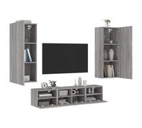 Vidaxl Unités Murales Tv 5 Pcs Sonoma Gris Bois D'ingénierie Marron