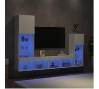 vidaXL Unités murales TV 3216647 – 4 pièces avec LED bois d'ingénierie blanc