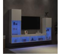vidaXL Unités murales TV 4 pièces avec LED Bois d'ingénierie Blanc 3216654