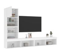vidaXL Unités murales TV avec LED 4 pcs Blanc Bois d'ingénierie