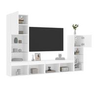 vidaXL Unités murales TV avec LED 4 pcs blanc bois d'ingénierie 3216647