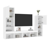 Vidaxl Unités Murales Tv Avec Led 4 Pcs Blanc Bois D'ingénierie Blanc