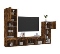 Vidaxl Unités Murales Tv Avec Led 4 Pcs Chêne Fumé Bois D'ingénierie Marron