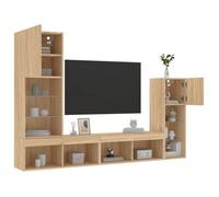 vidaXL Meuble-paroi 4 pièces avec éclairage LED Chêne Sonoma Matériau dérivé du bois