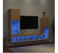 vidaXL Unités murales TV avec LED 4 pcs chêne sonoma bois d'ingénierie 3216656