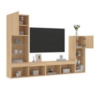 Vidaxl Unités Murales Tv Avec Led 4 Pcs Chêne Sonoma Bois D'ingénierie Marron